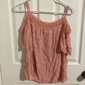 Pink cutout shoulder blouse